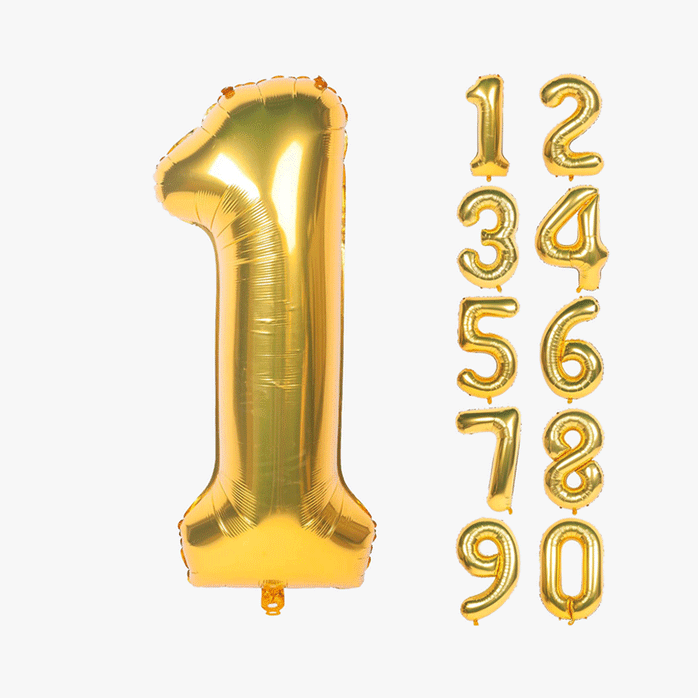 Gold Number Balloon